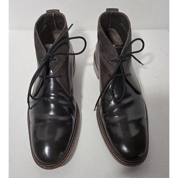Cole Haan C10826 9 Air Colton Chukka Med/Dark Brown Shiny Boot Shoe sz 10 M